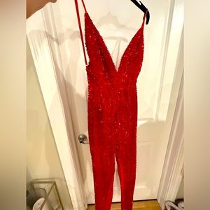 Red sequin jumpsuit